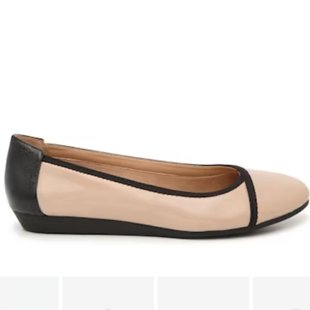 ABELLA TRUE COMFORT SLIP-ON WOMEN"S LEATHER BLACK LINE EMBELLISHMENTS FLAT SHOE